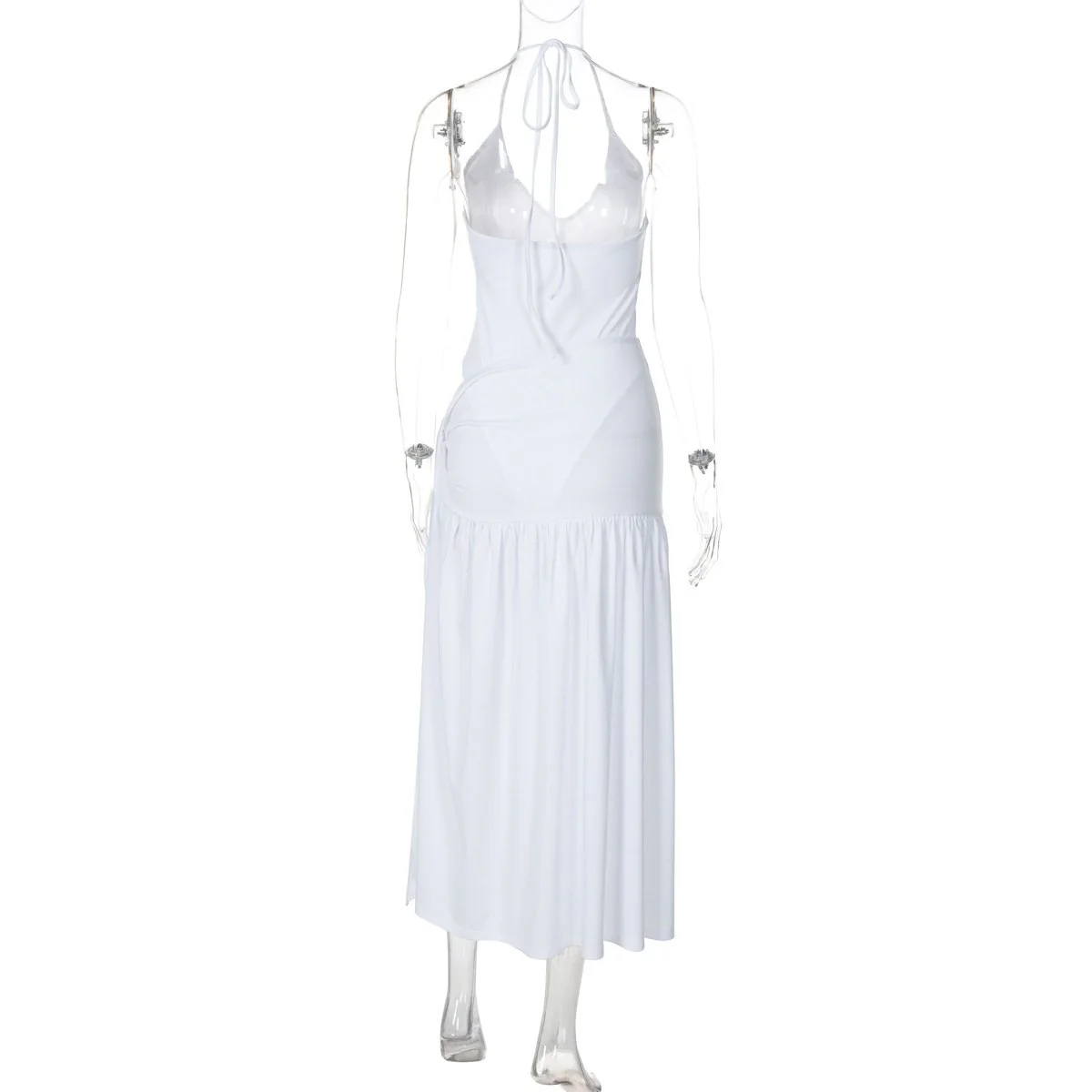 Halter v neck knotted slit maxi skirt set - Image 6