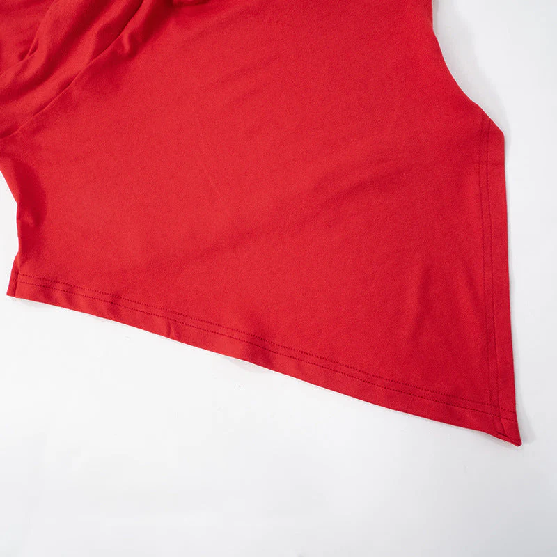 Halter v neck ruched self tie irregular top - Image 8