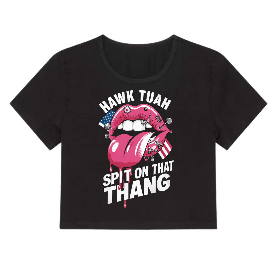Hawk Tuah tshirt crop top baby tee - Image 3
