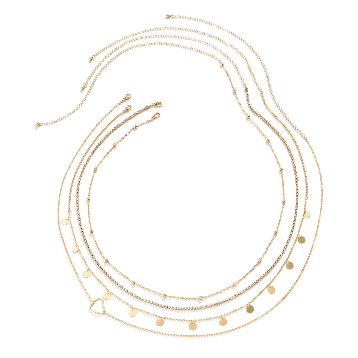 Heart rhinestone 4 pcs waist chain - Image 4