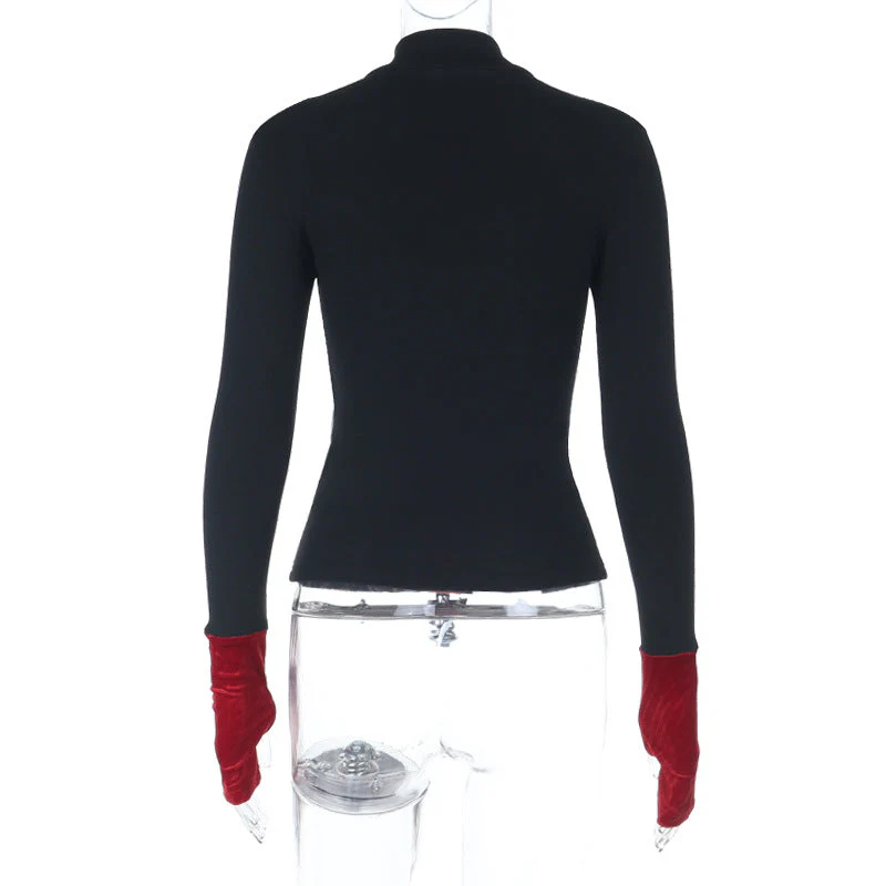 High neck cross pattern long sleeve top - Image 5
