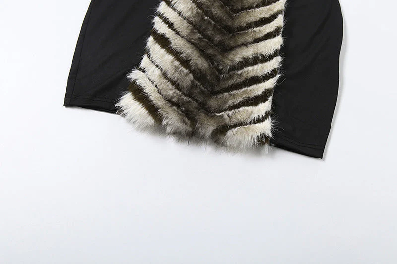 High neck fluffy long sleeve zip-up mini dress - Image 7