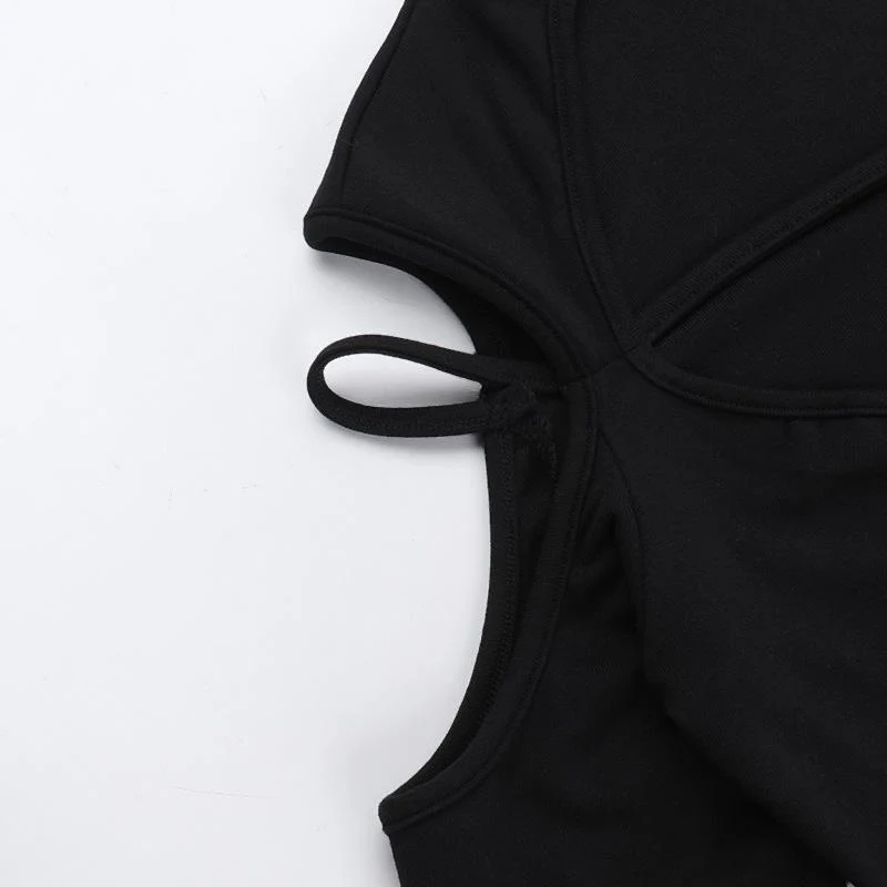 High neck long sleeve hollow out cross metal top - Image 8