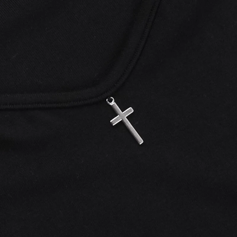 High neck long sleeve hollow out cross metal top - Image 9