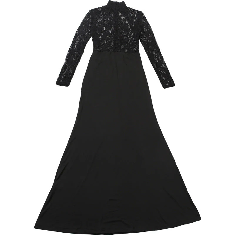 High neck long sleeve zip-up ruched maxi dress - Image 6