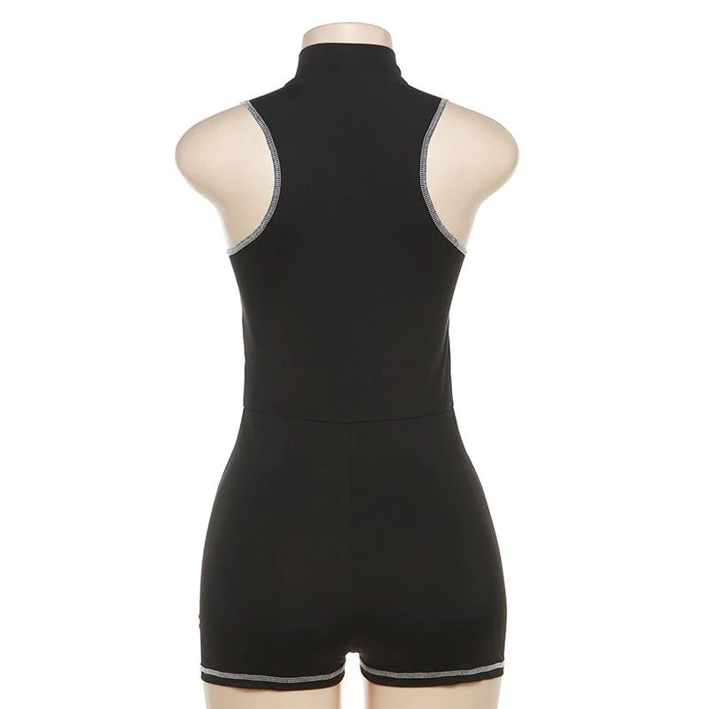 High neck stitch zip-up tank romper - Image 4
