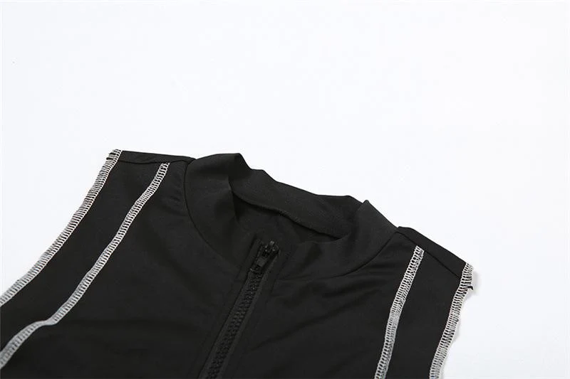 High neck stitch zip-up tank romper - Image 5