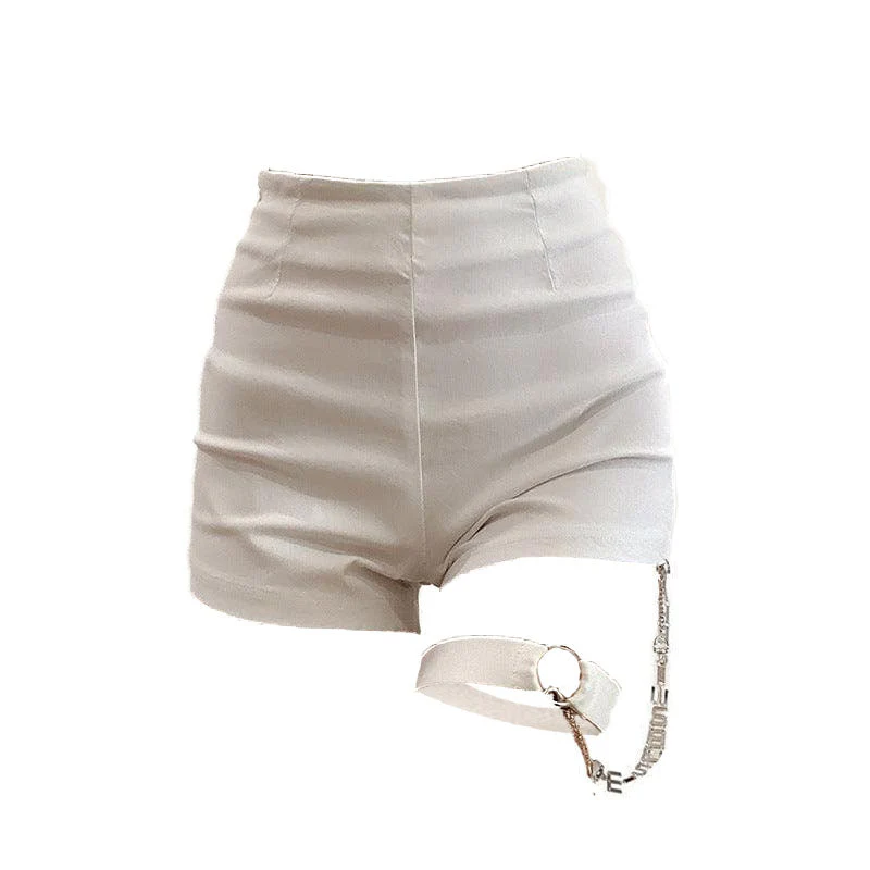 High waist zip up metal chain short pant goth Alternative Darkwave Fashion goth Emo Darkwave Fashion - Image 6