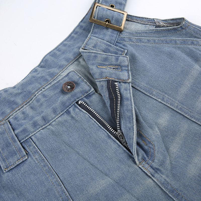 Hollow out belt patchwork button applique jeans grunge 90s Streetwear Disheveled Chic Fashion grunge 90s Streetwear Distressed Fashion - Image 3