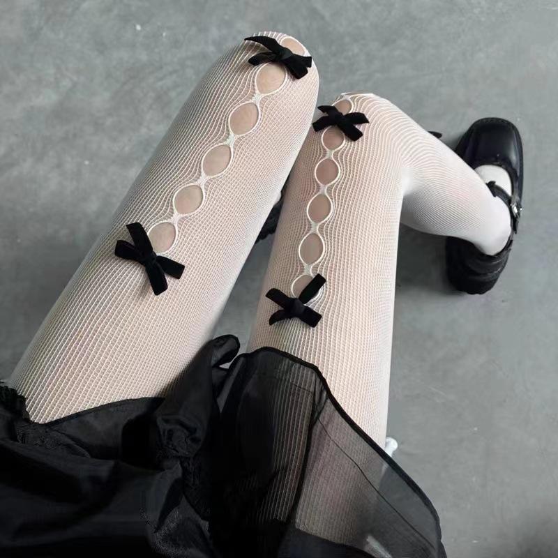 Hollow out bowknot fishnet tights - Image 7