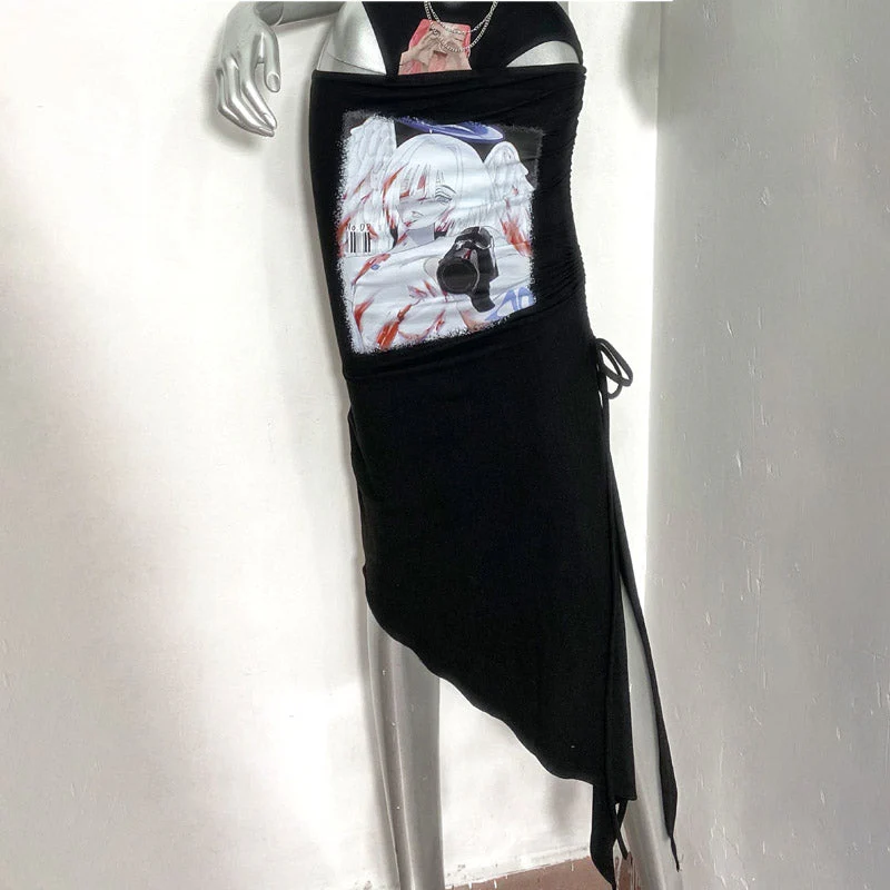 Hollow out crewneck portrait pattern bodysuit - Image 2