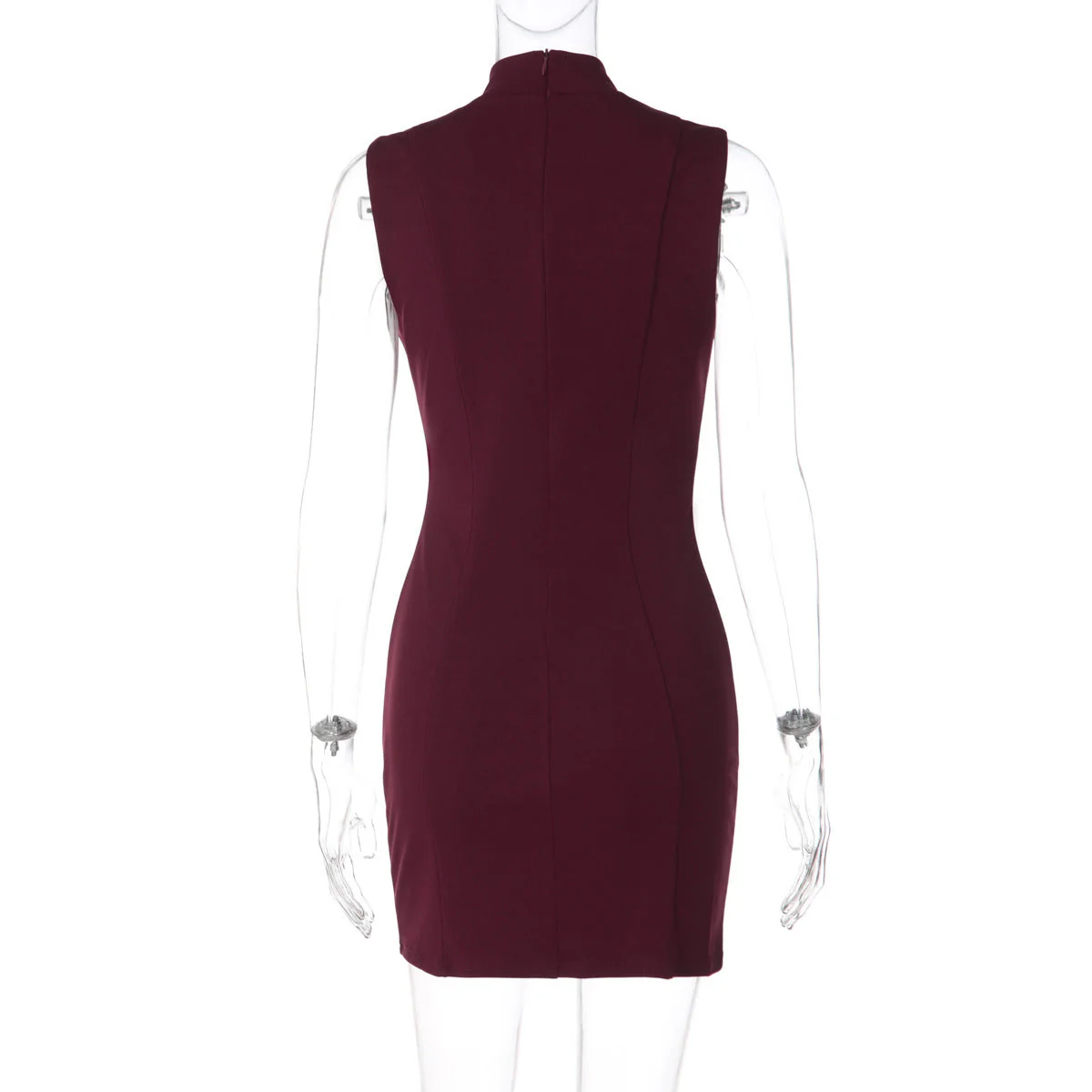 Hollow out crewneck sleeveless zip-up mini dress - Image 5