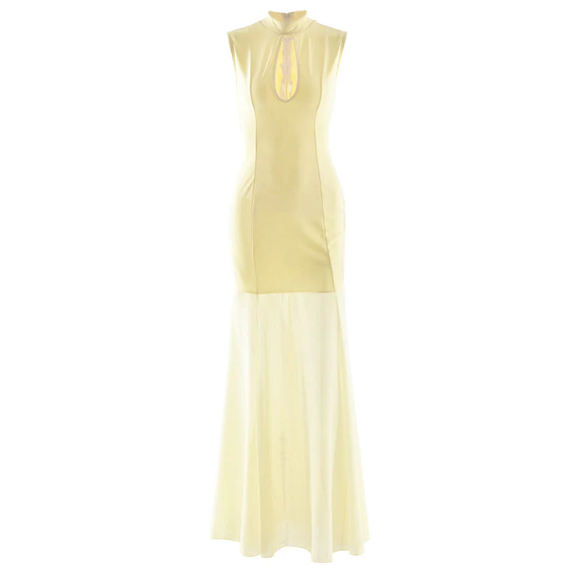 Hollow out crewneck zip-up sleeveless maxi dress - Image 2