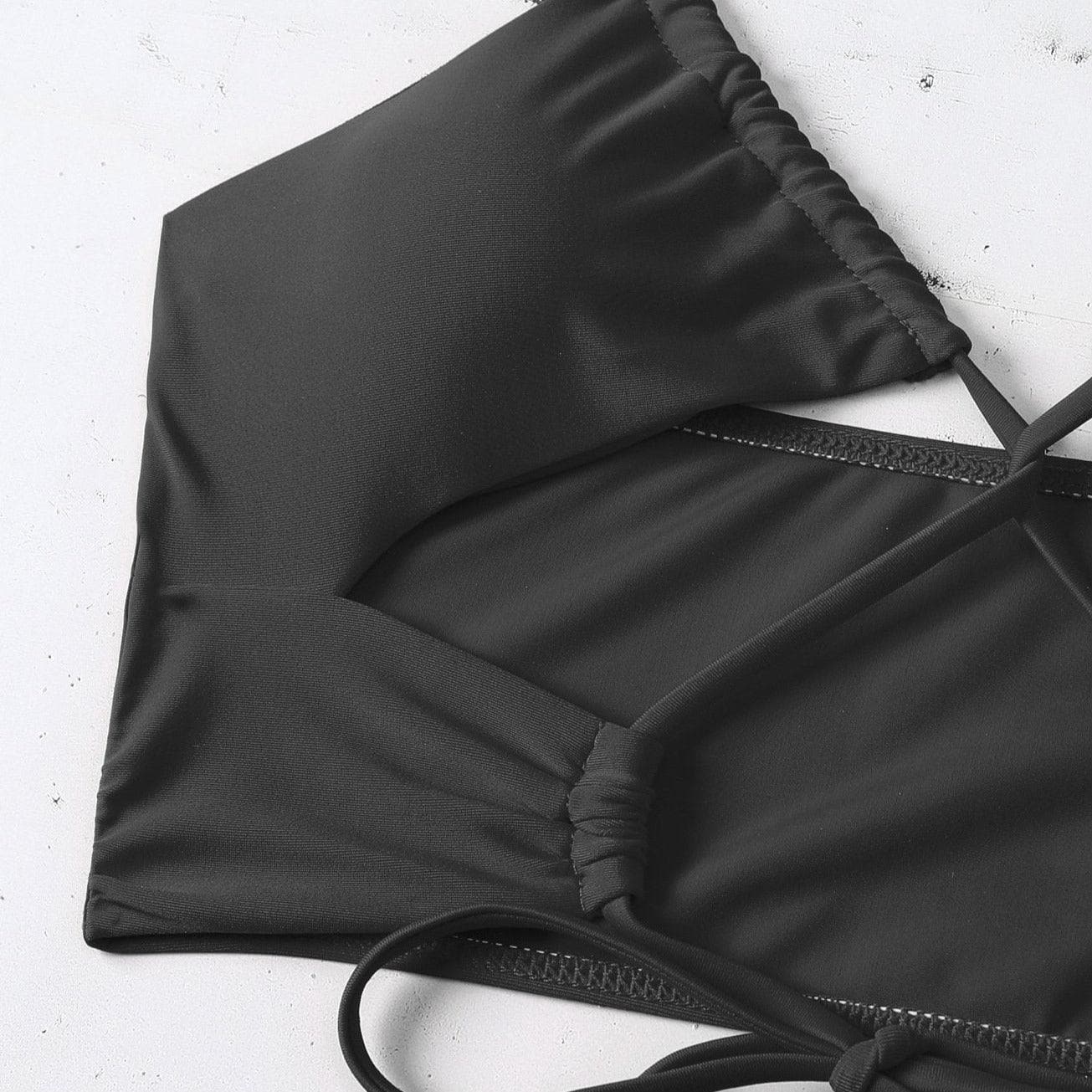 Hollow out cross tie high waisted 2 piece bikini set - Image 3