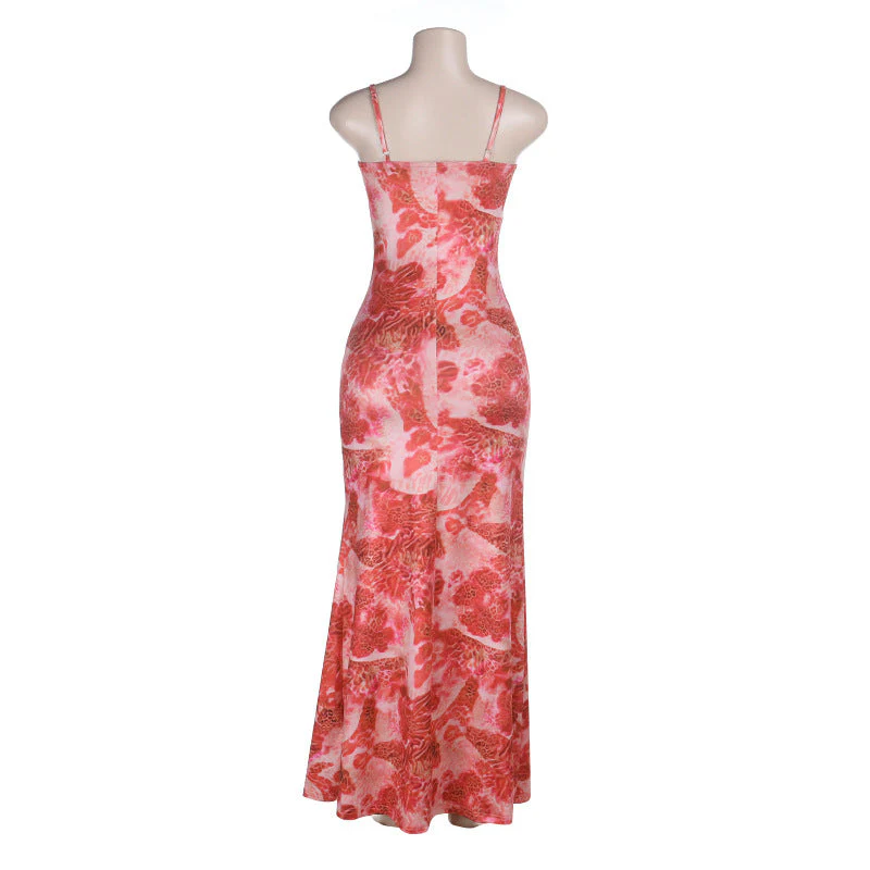 Hollow out flower applique print cami maxi dress - Image 4