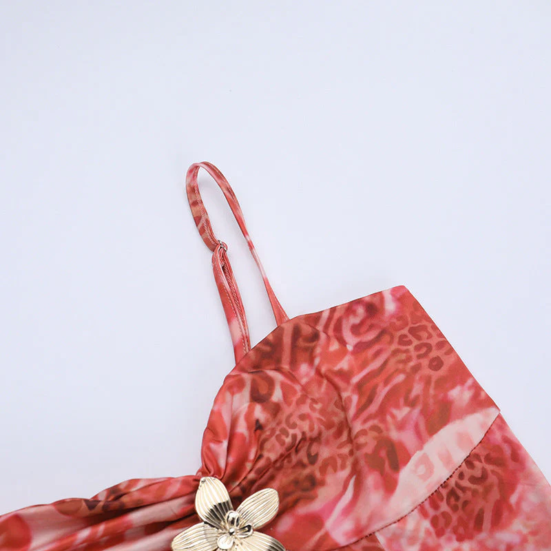 Hollow out flower applique print cami maxi dress - Image 5