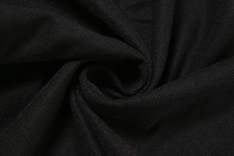 Long sleeve halter solid high neck cross front self tie 2 piece crop top goth Alternative Darkwave Fashion goth Emo Darkwave Fashion - Image 7