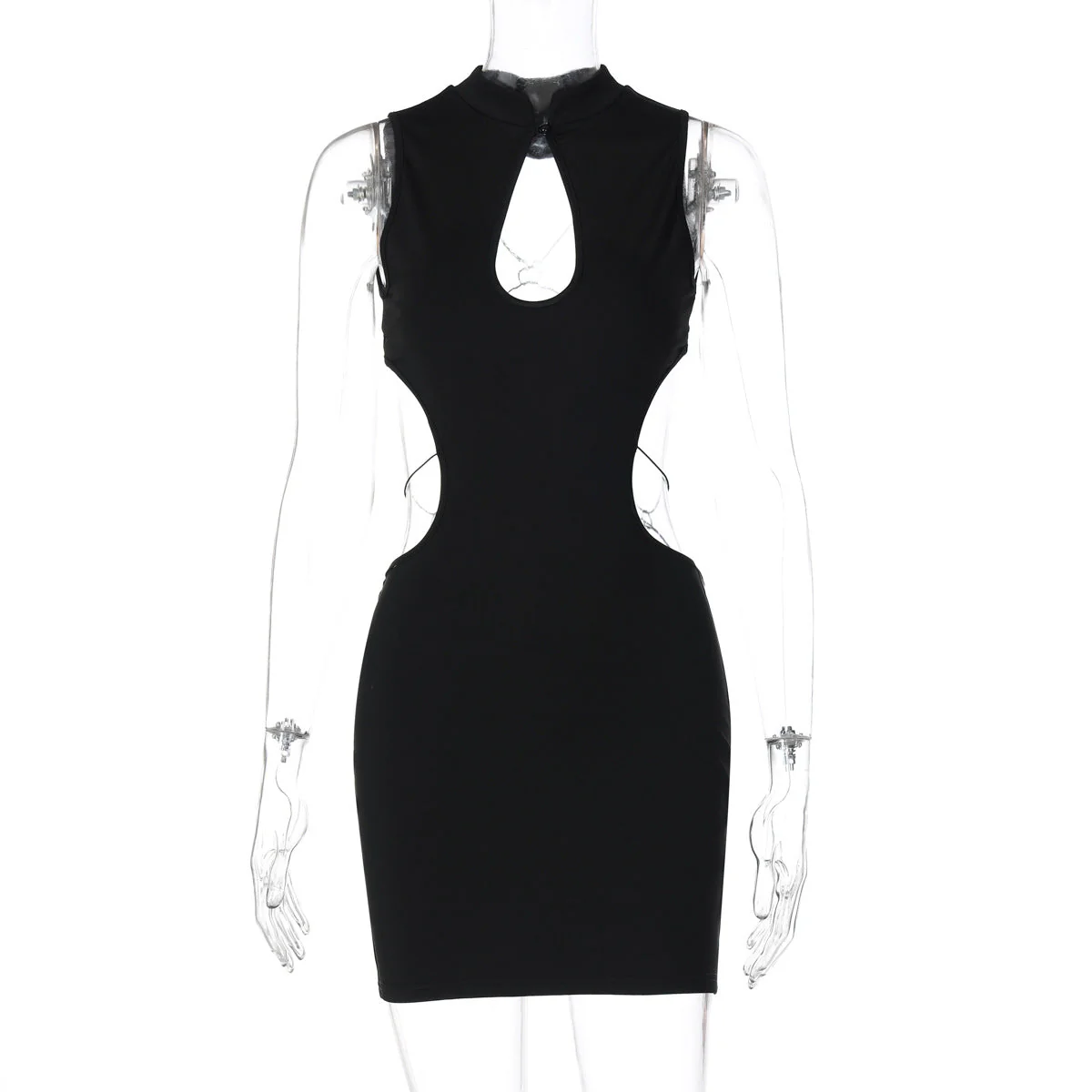 Hollow out o ring backless sleeveless mini dress - Image 2