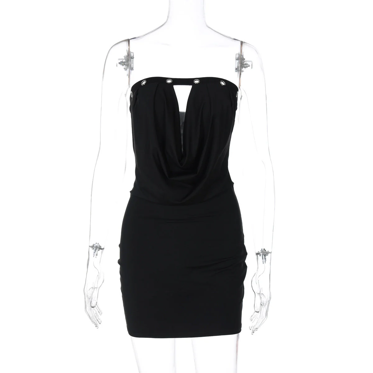Hollow out ruched backless tube mini dress - Image 2