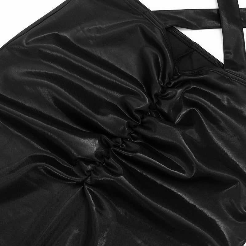 Hollow out ruched cross back backless maxi dress - Image 8