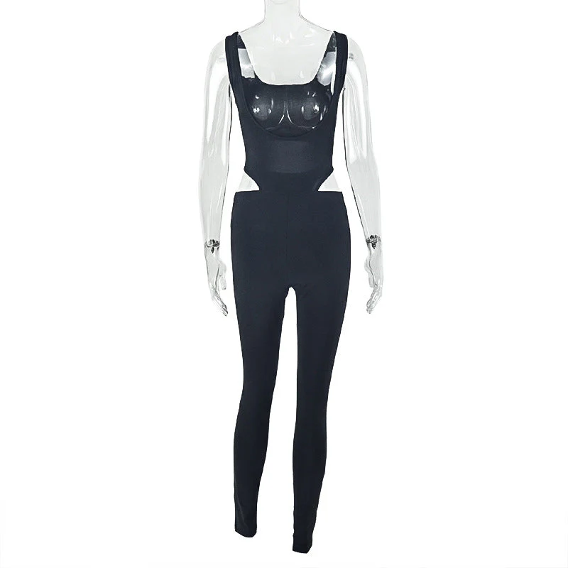 Hollow out square neck backless tank jumpsuit - Image 4
