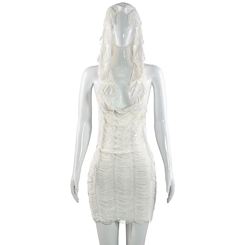 Hoodie backless halter mini dress - Image 2