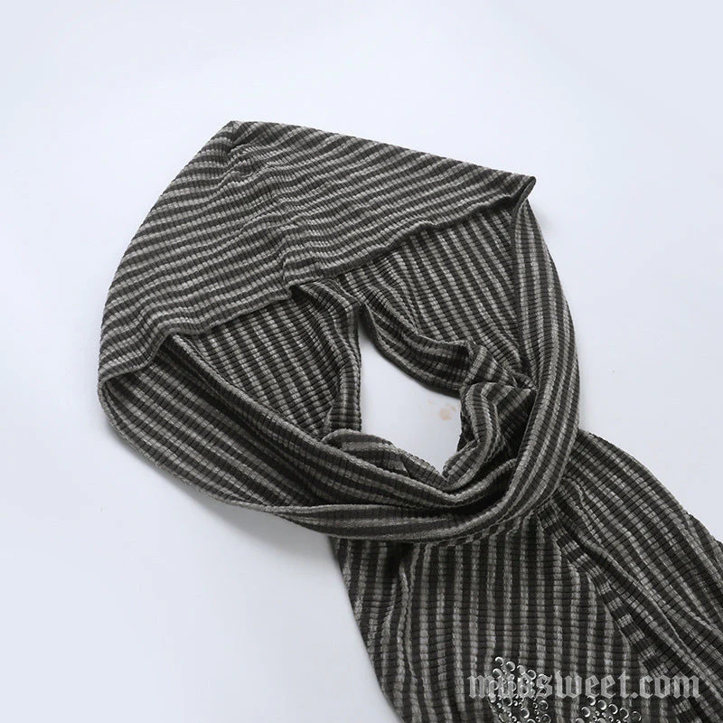 Hoodie cowl neck striped print cross pattern top - Image 5