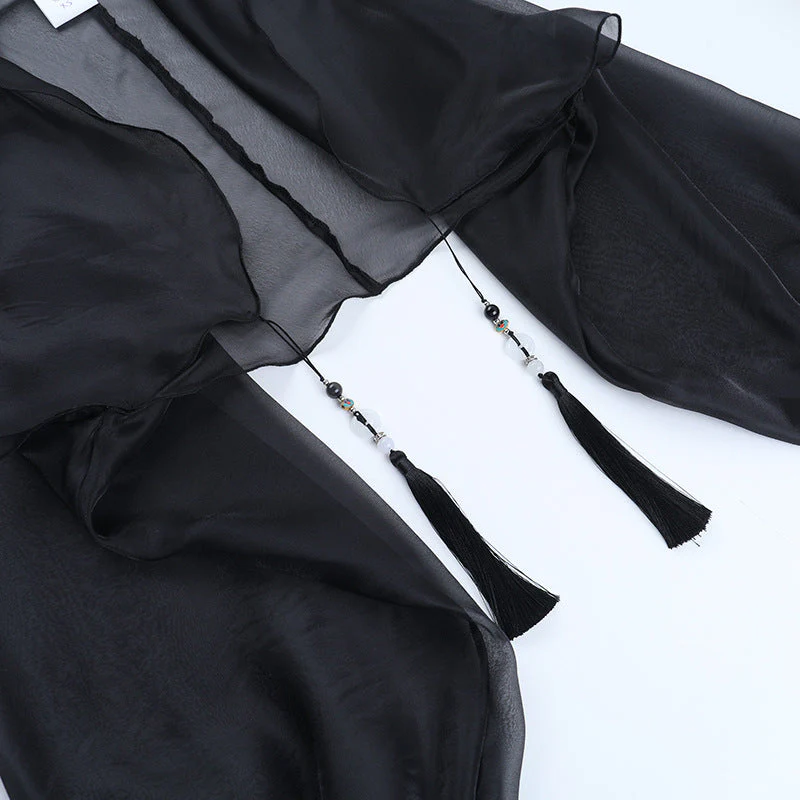 Hoodie long sleeve chiffon see through top - Image 6