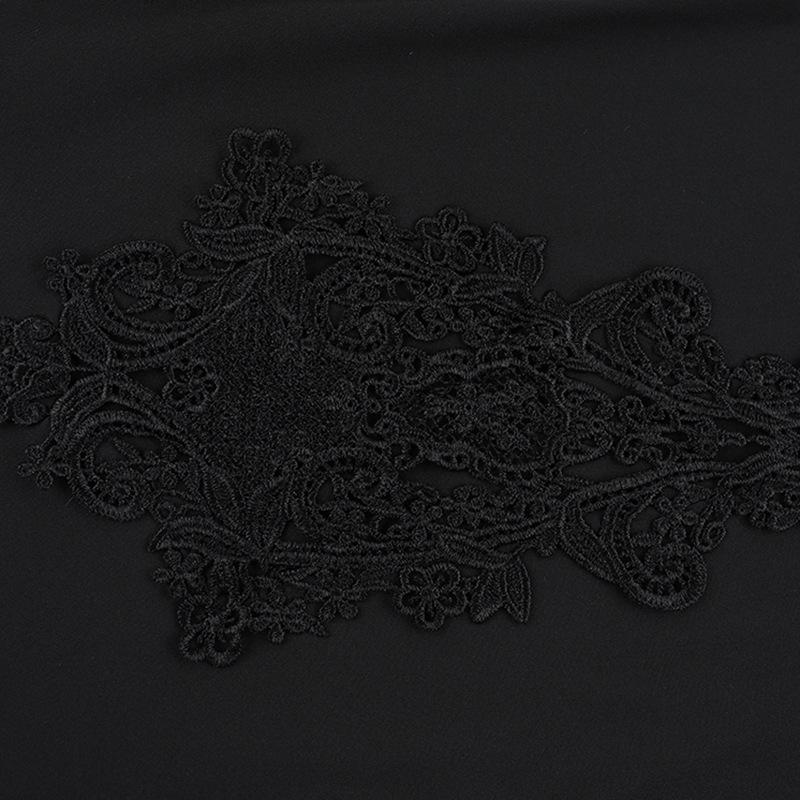 Hoodie long sleeve lace hem embroidery hollow out mini dress - Image 6
