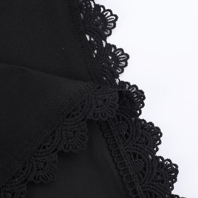Hoodie long sleeve lace hem embroidery hollow out mini dress - Image 7