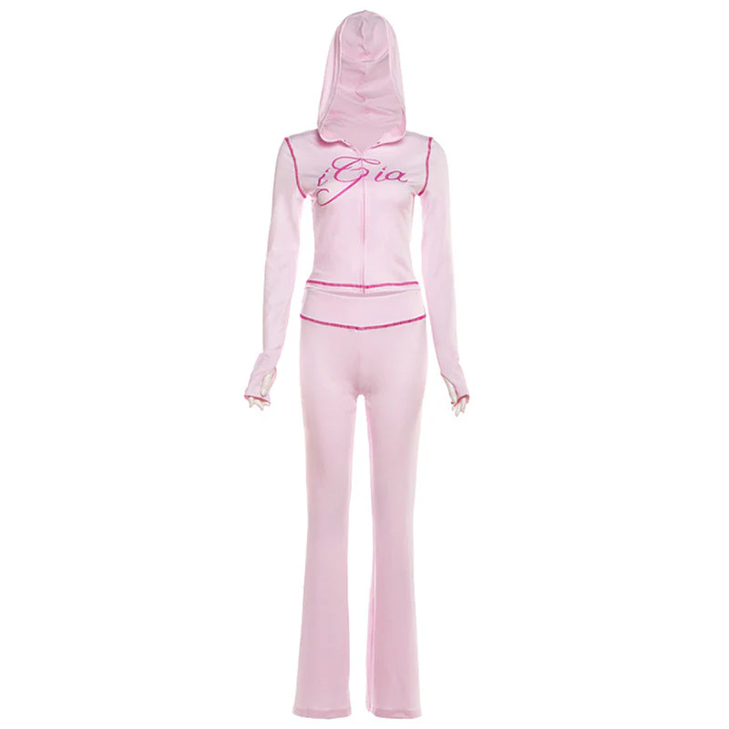 Hoodie long sleeve letter print pant set
