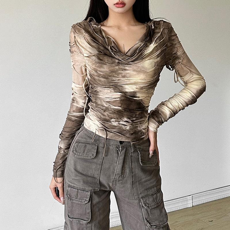 Hoodie long sleeve tie dye top - Image 3