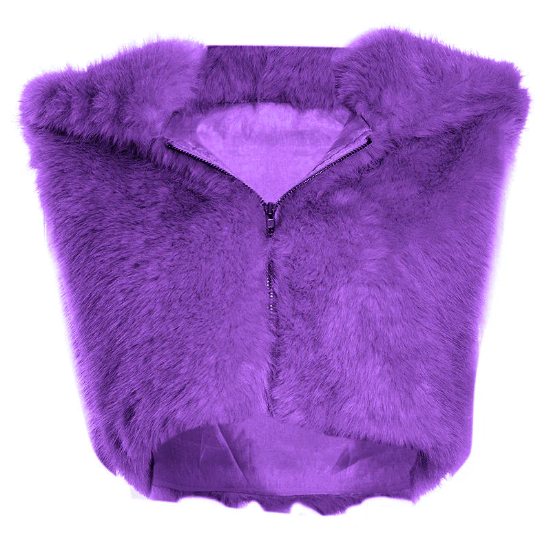 Hoodie sleeveless zip-up fluffy top - Image 3