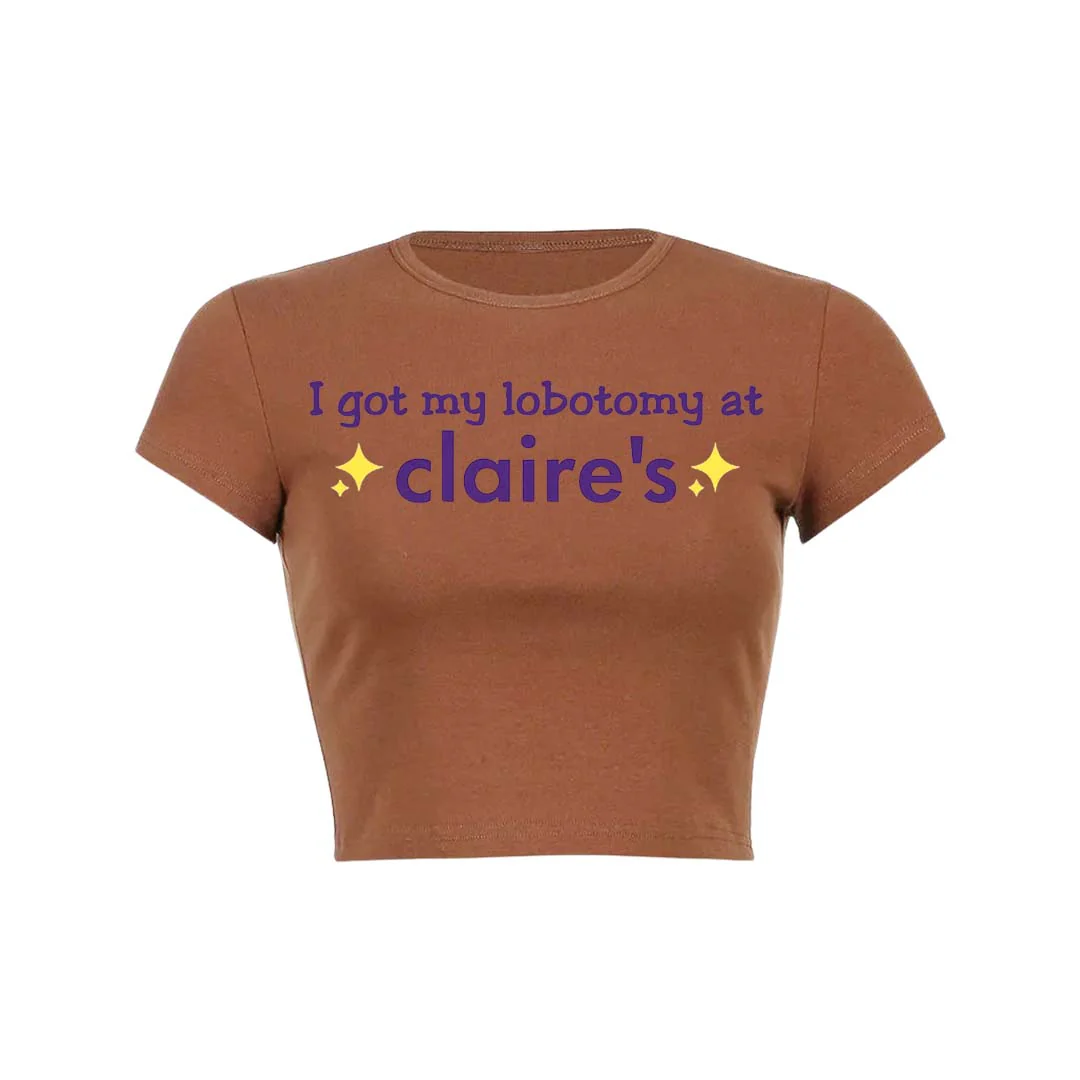 I Got My Lobotomy At Claires Y2K Baby Tee Crop Top - Image 10