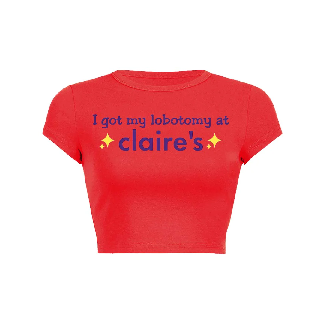 I Got My Lobotomy At Claires Y2K Baby Tee Crop Top - Image 4