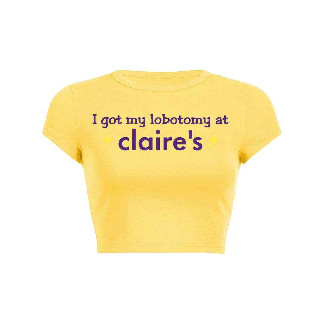 I Got My Lobotomy At Claires Y2K Baby Tee Crop Top - Image 5