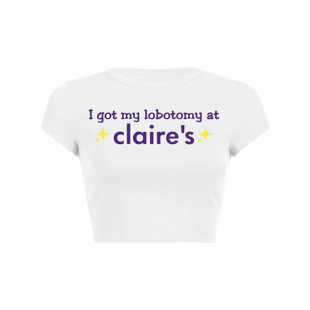 I Got My Lobotomy At Claires Y2K Baby Tee Crop Top - Image 6