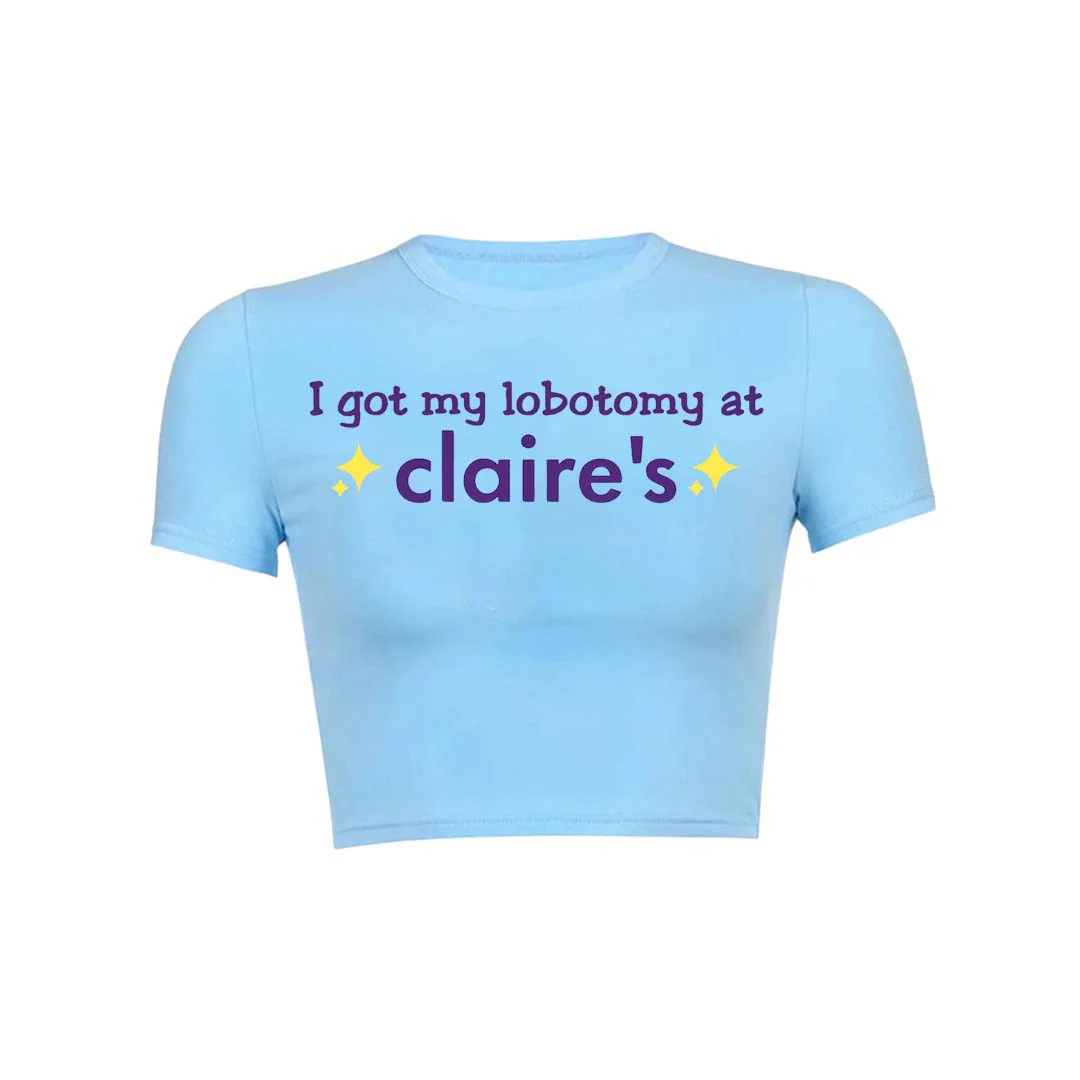 I Got My Lobotomy At Claires Y2K Baby Tee Crop Top - Image 7