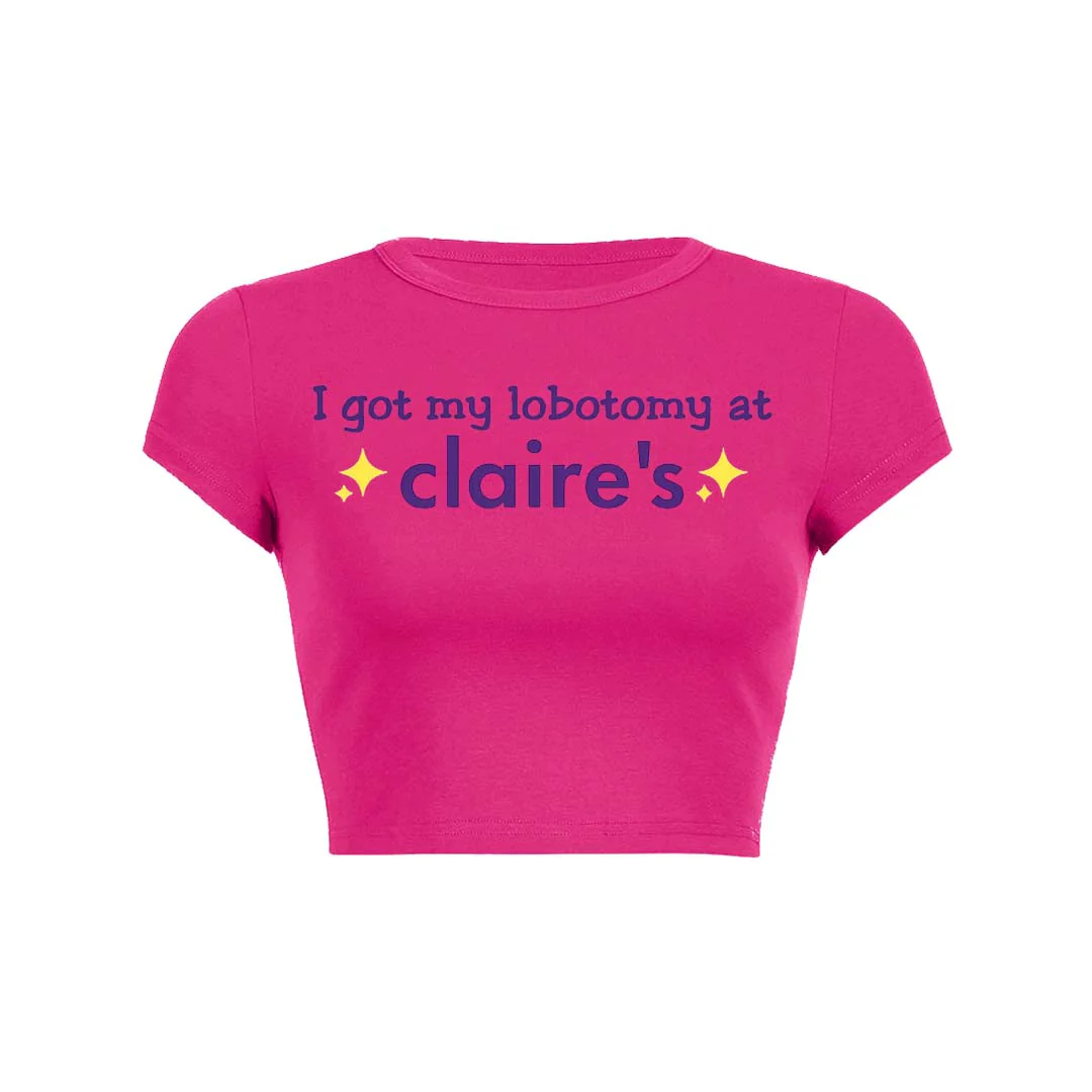 I Got My Lobotomy At Claires Y2K Baby Tee Crop Top - Image 8