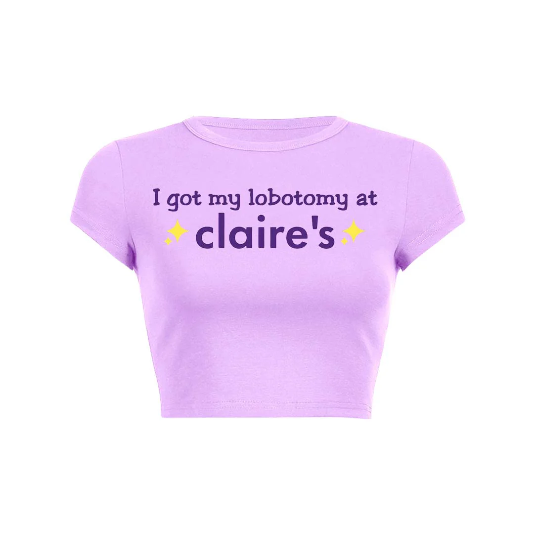 I Got My Lobotomy At Claires Y2K Baby Tee Crop Top - Image 9