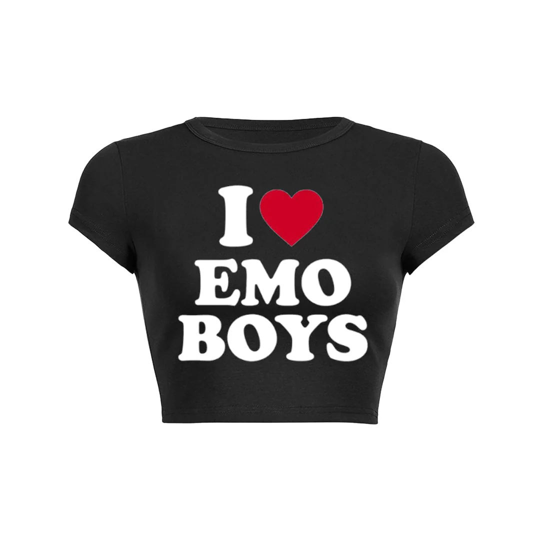 I Love Emo Boys Y2K Baby Tee - Image 2