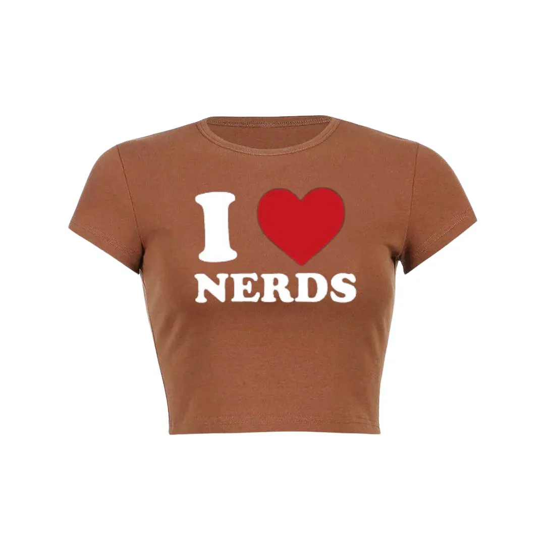 I Love Nerds Y2K Baby Tee Crop Top - Image 10