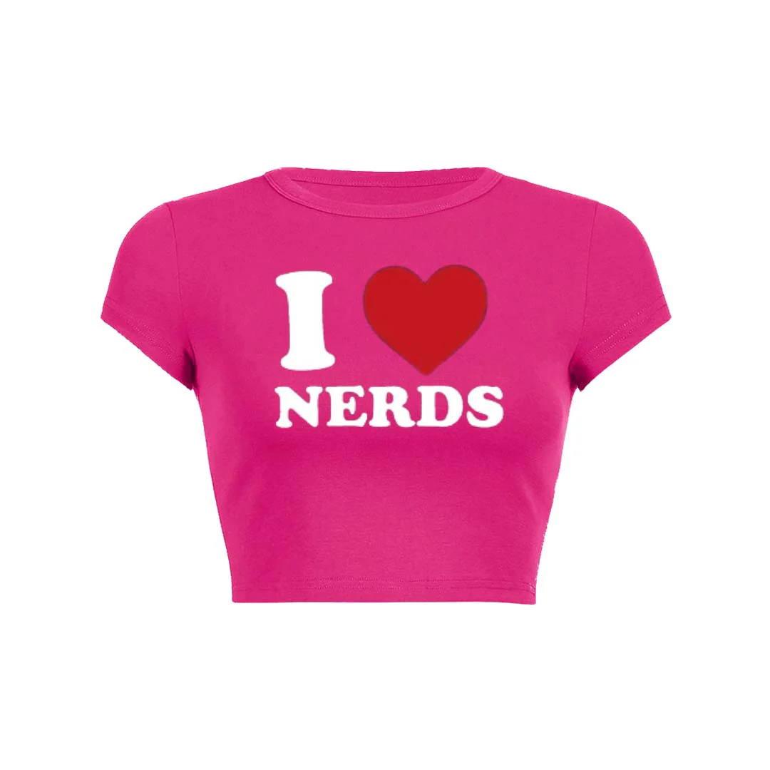 I Love Nerds Y2K Baby Tee Crop Top - Image 8