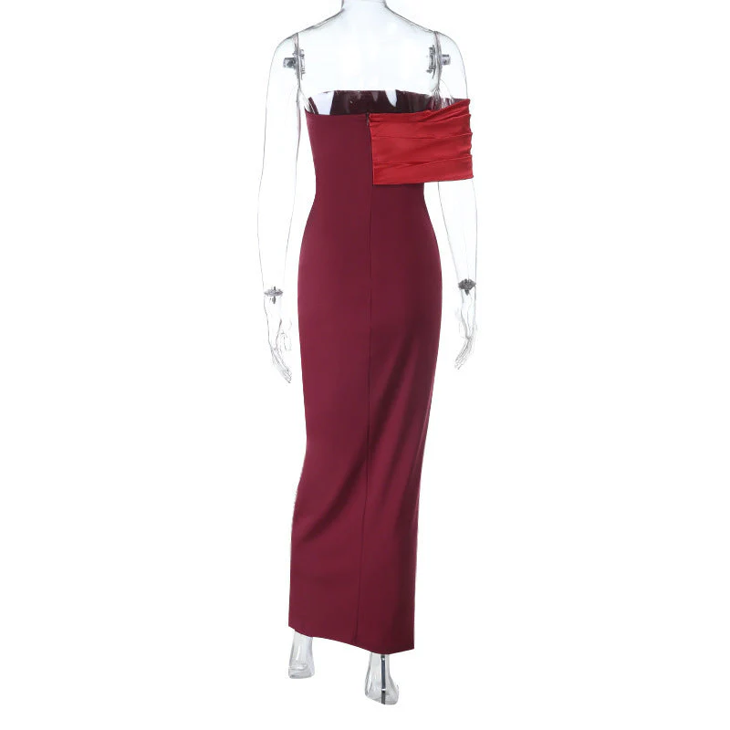 Irregular high slit pleated zip-up maxi dress - Image 5