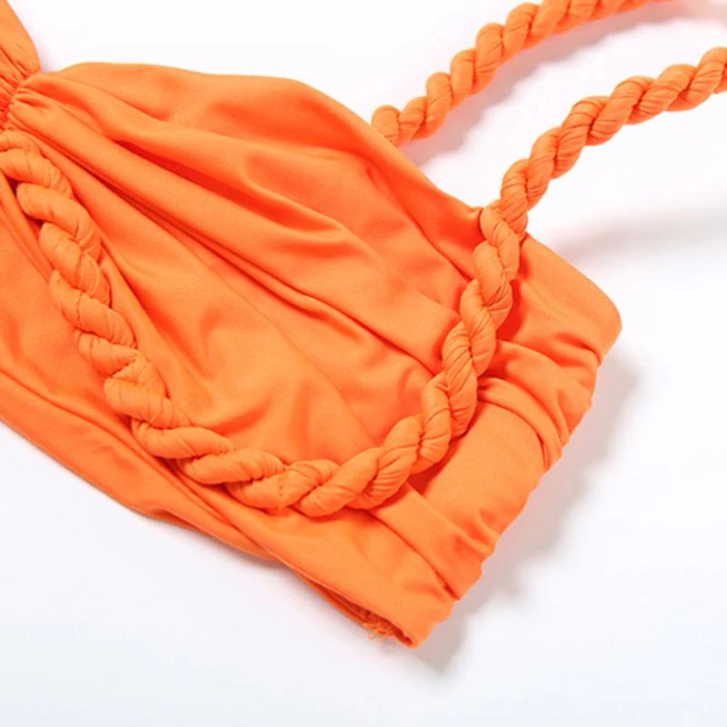 Irregular hollow out ruched v neck cami maxi skirt set - Image 6