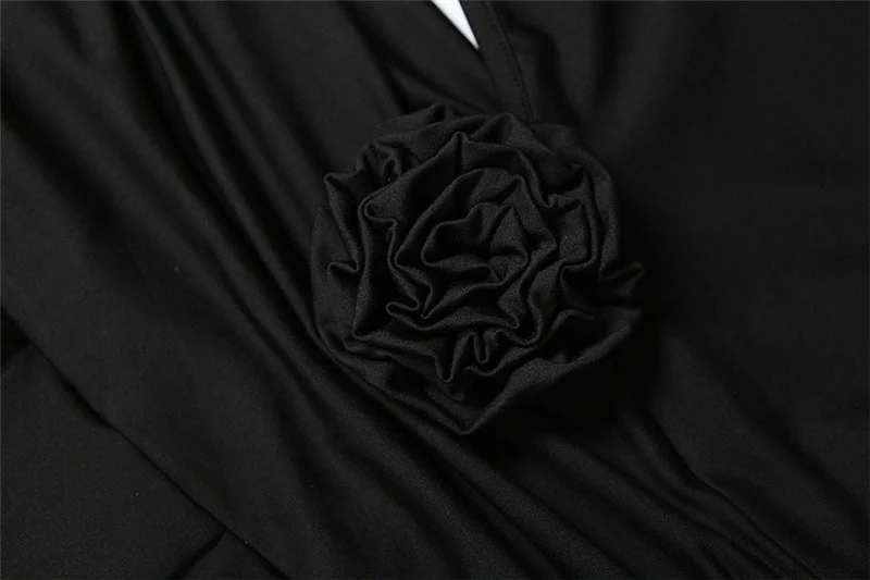 Irregular one shoulder flower applique maxi dress - Image 6