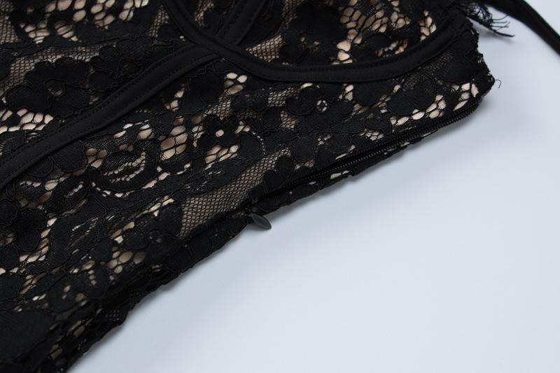 Lace contrast zip-up backless cami mini dress - Image 6