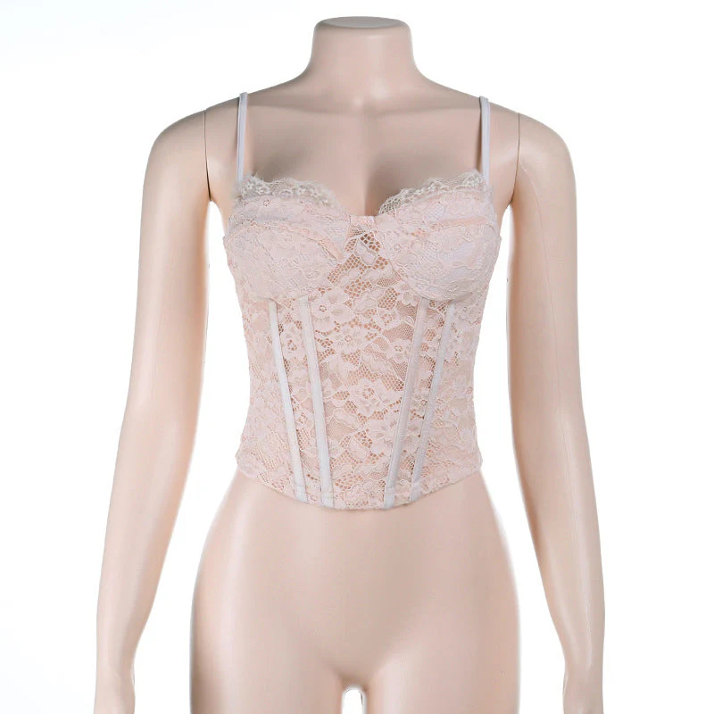 Lace corset v neck backless cami top - Image 2