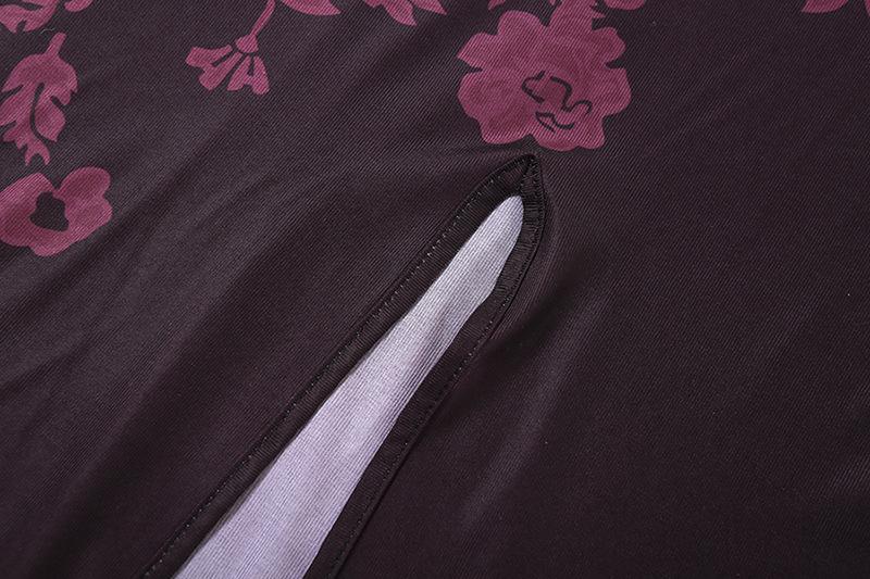 Lace hem contrast flower pattern slit cami midi dress - Image 6