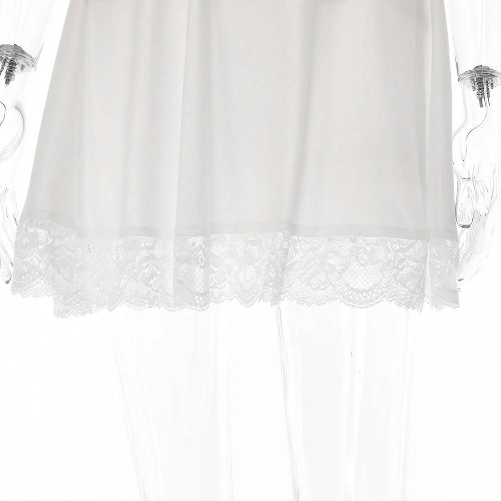Lace hem solid cap sleeve zip-up ruched lace up mini dress fairycore Ethereal Fashion - Image 7